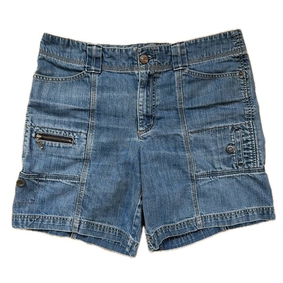 Eddie Bauer Mercer Fit Cargo Denim Shorts US 12 Relaxed Utility Outdoor Revival - Picture 1 of 10